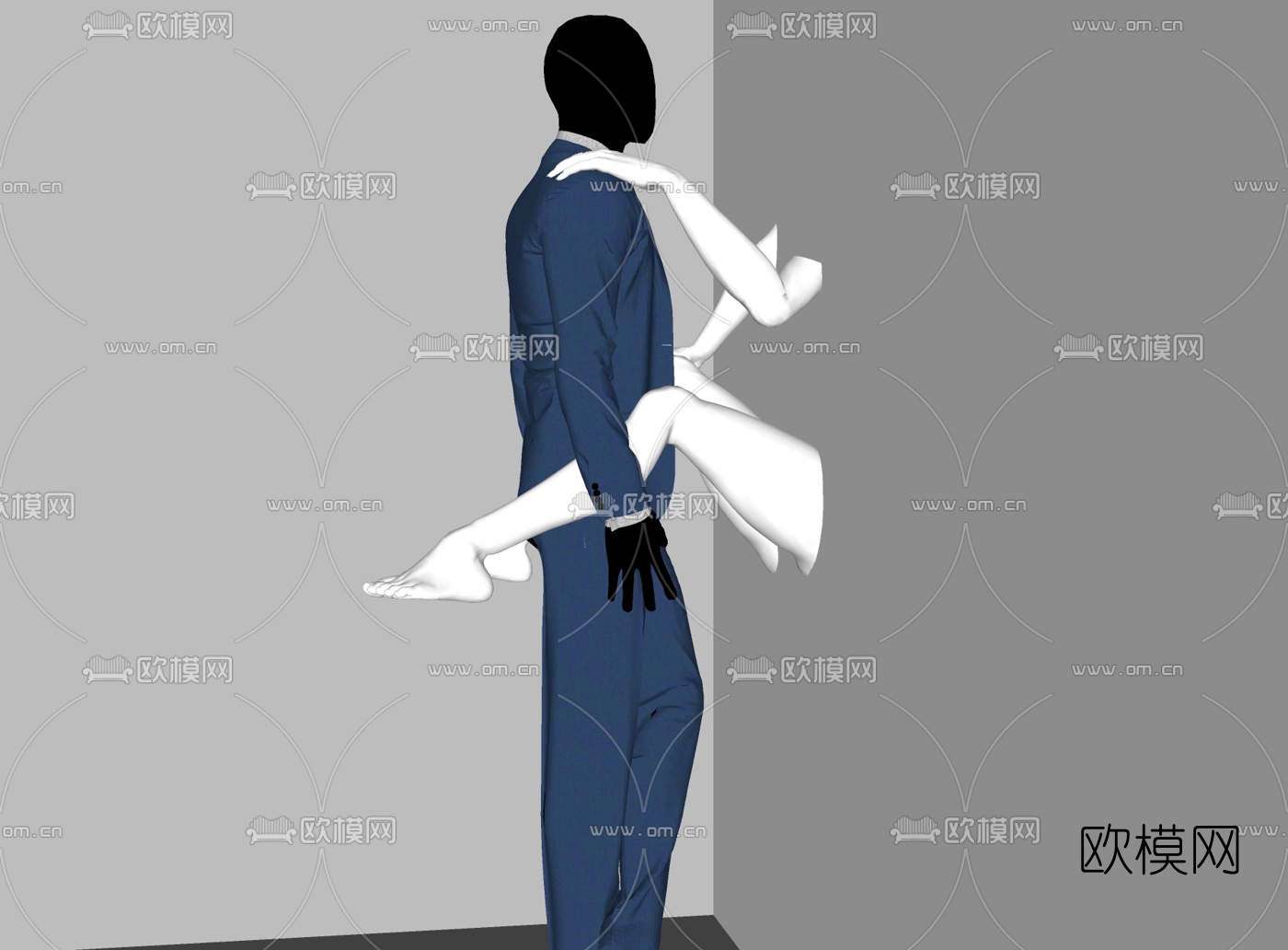 现代男士西装服饰模特su模型下载