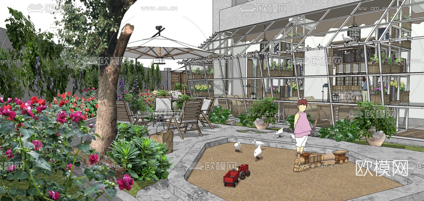 北欧民宿景观设计su模型下载（渲染图8）