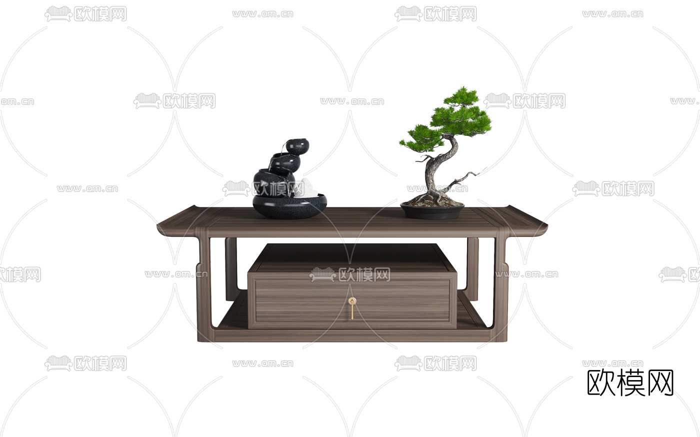 新中式实木茶几3d模型下载（渲染图2）