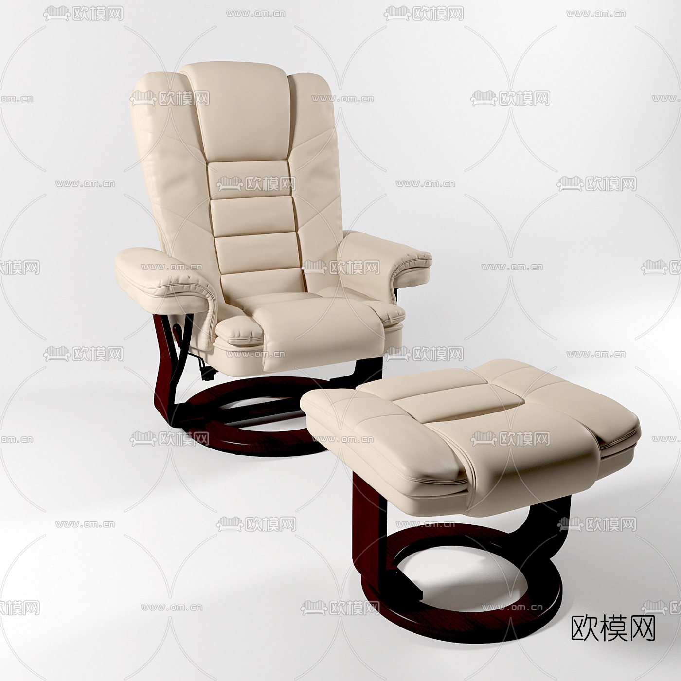 现代米白色皮革沙发椅3d模型下载_ID10114972_3dmax免费模型-欧模网