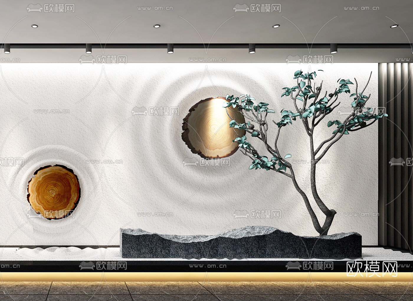 中式室内景观园艺小品3d模型下载（渲染图2）