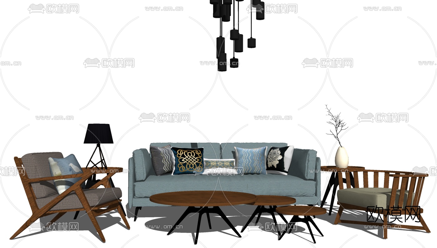 北欧沙发组合免费su模型下载