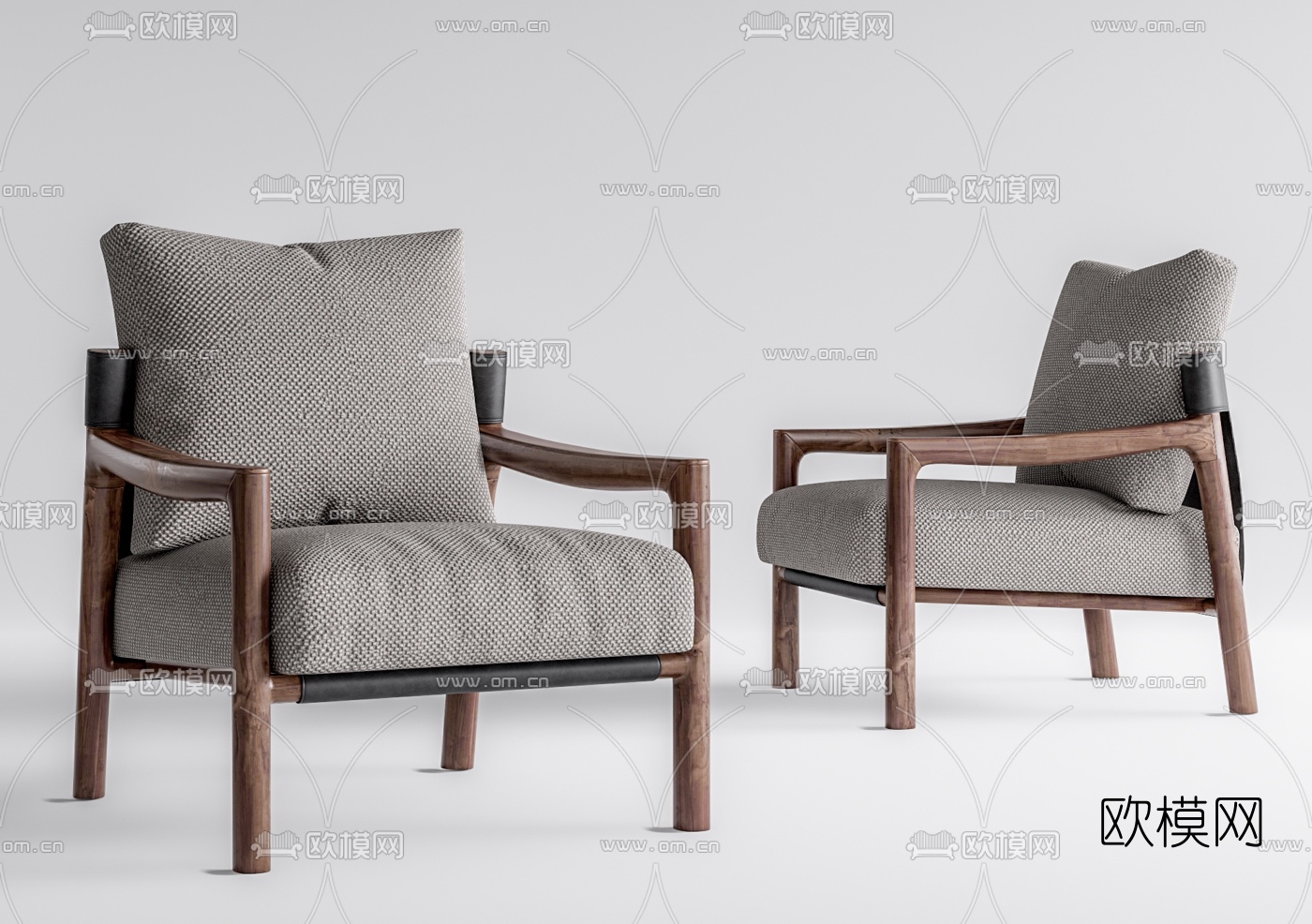 现代布艺休闲沙发su模型下载（渲染图1）