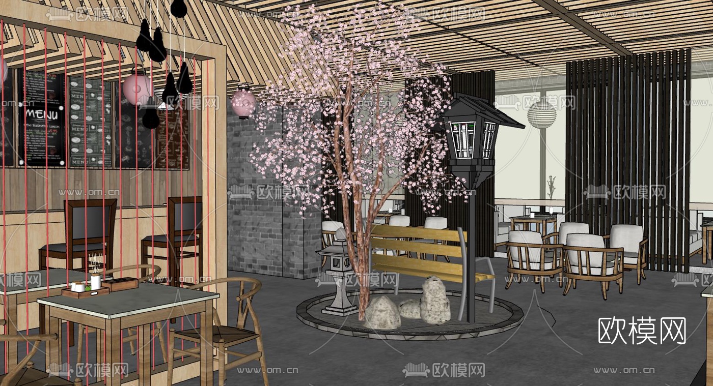 日式料理餐厅su模型