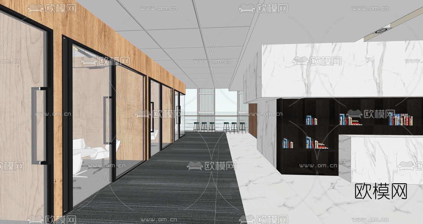 现代办公室SU模型下载（渲染图1）