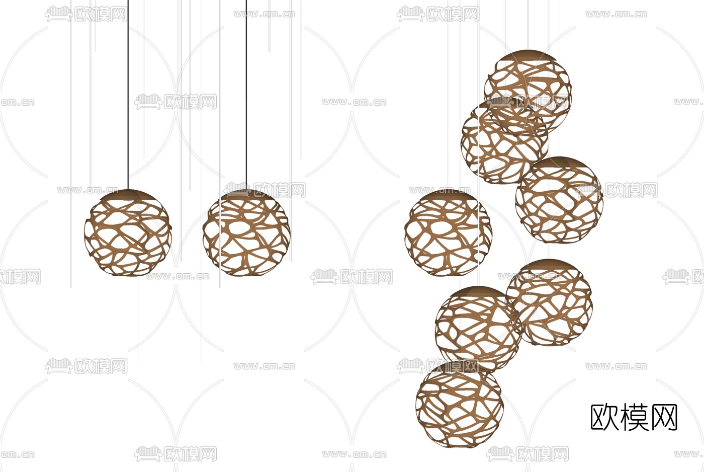 现代金属吊灯su模型下载