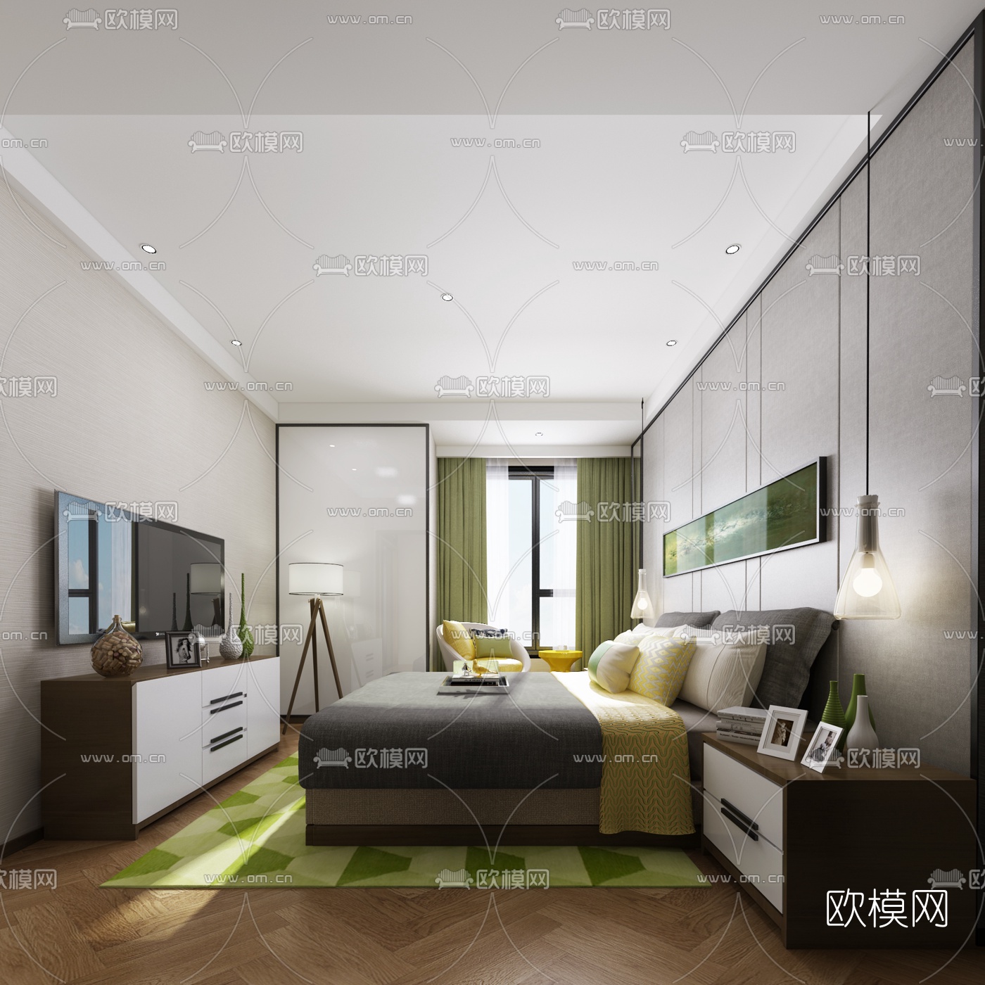 现代简约卧室3D模型