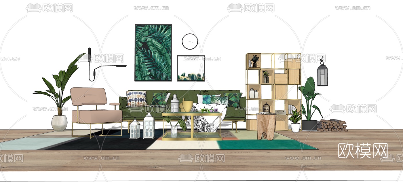 北欧沙发组合su模型下载