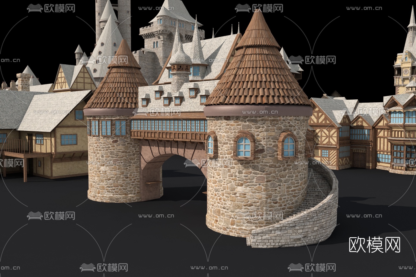 欧式游乐园卡通城堡3d模型下载（渲染图2）