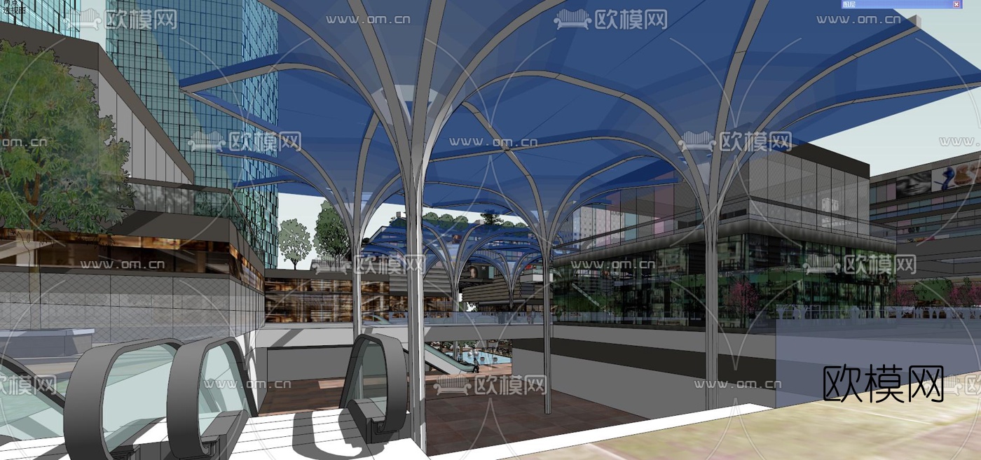 现代商业综合体su模型下载（渲染图3）