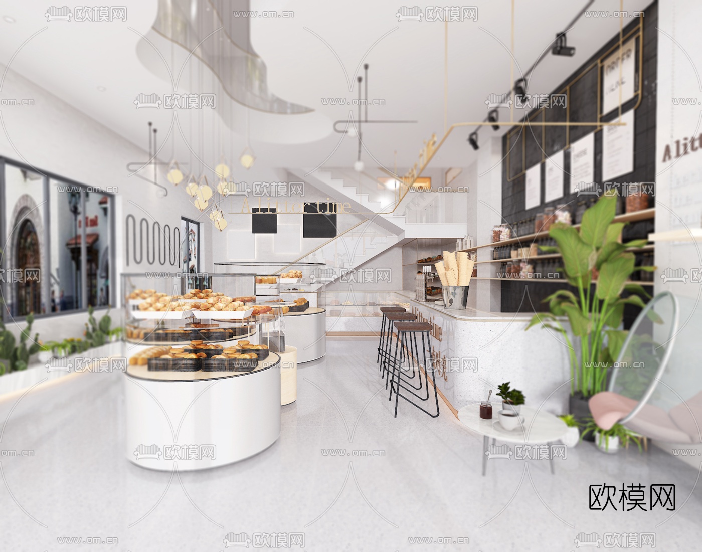 现代面包店甜品店3d模型