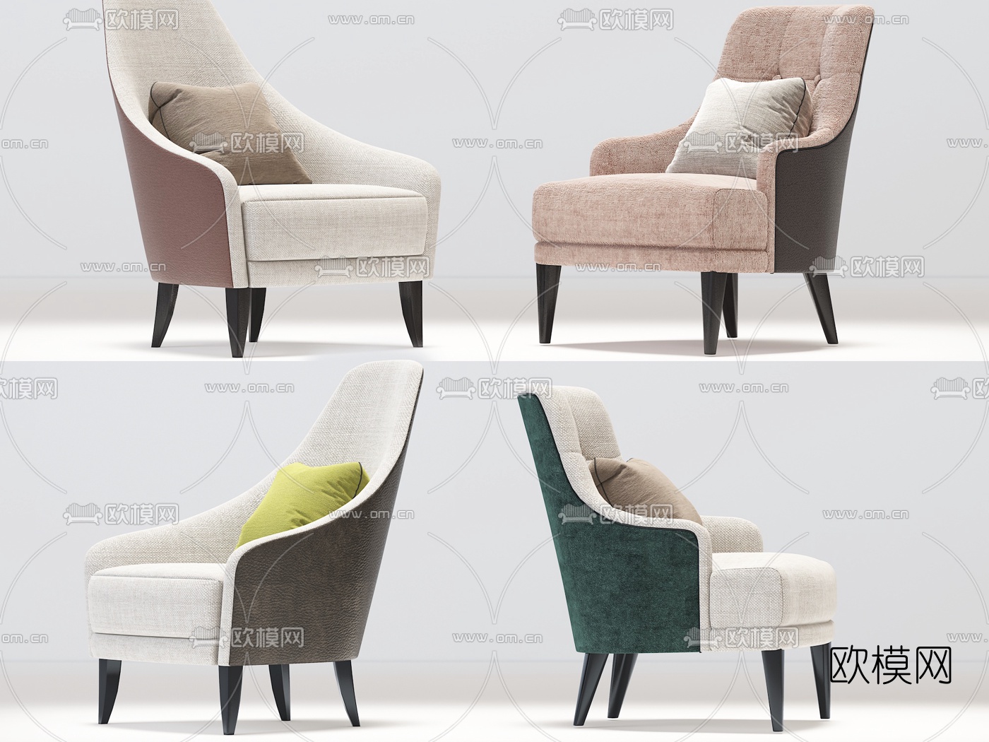 北欧布艺休闲沙发3d模型下载（渲染图1）