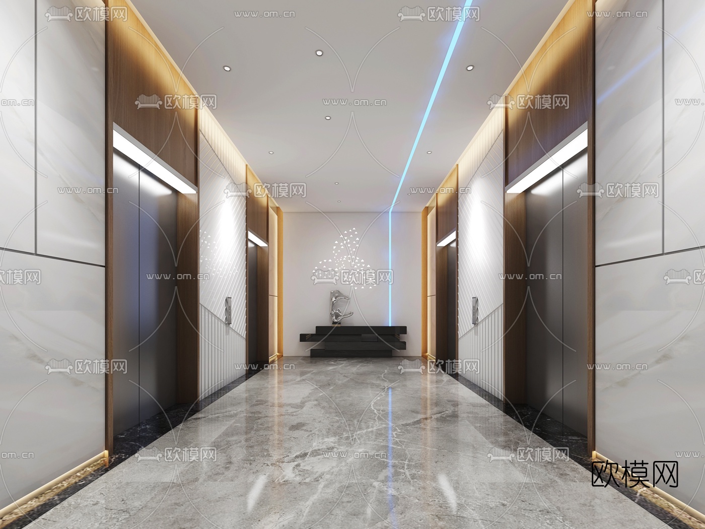 现代电梯厅3d模型下载
