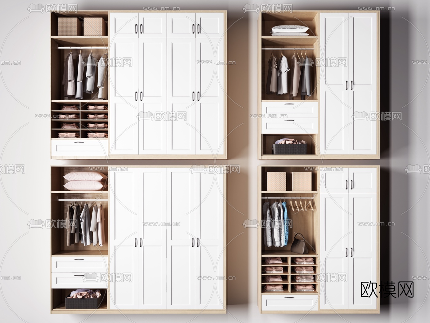 北欧实木衣柜组合3d模型下载
