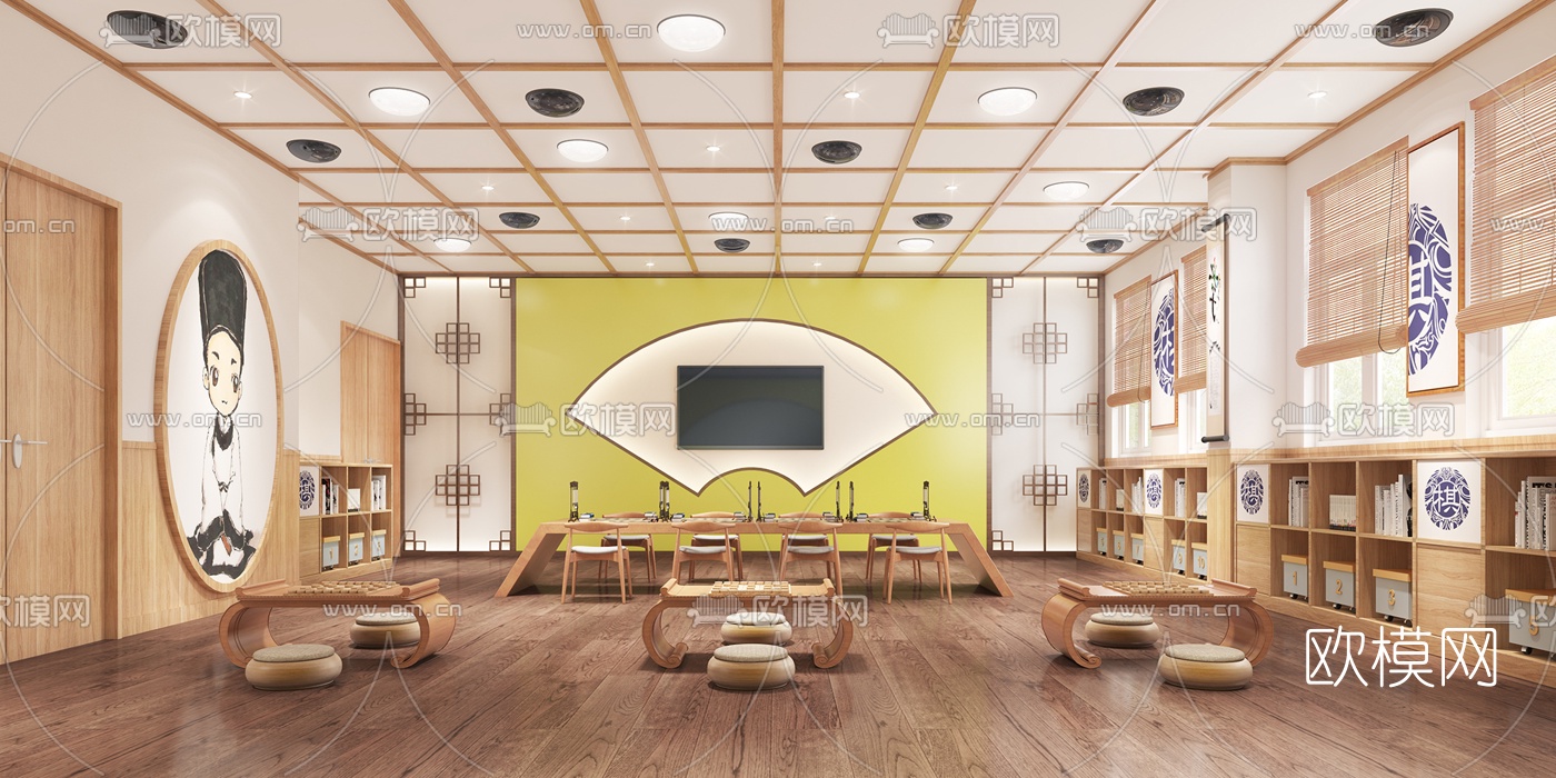 新中式幼儿园国学教室3d模型下载