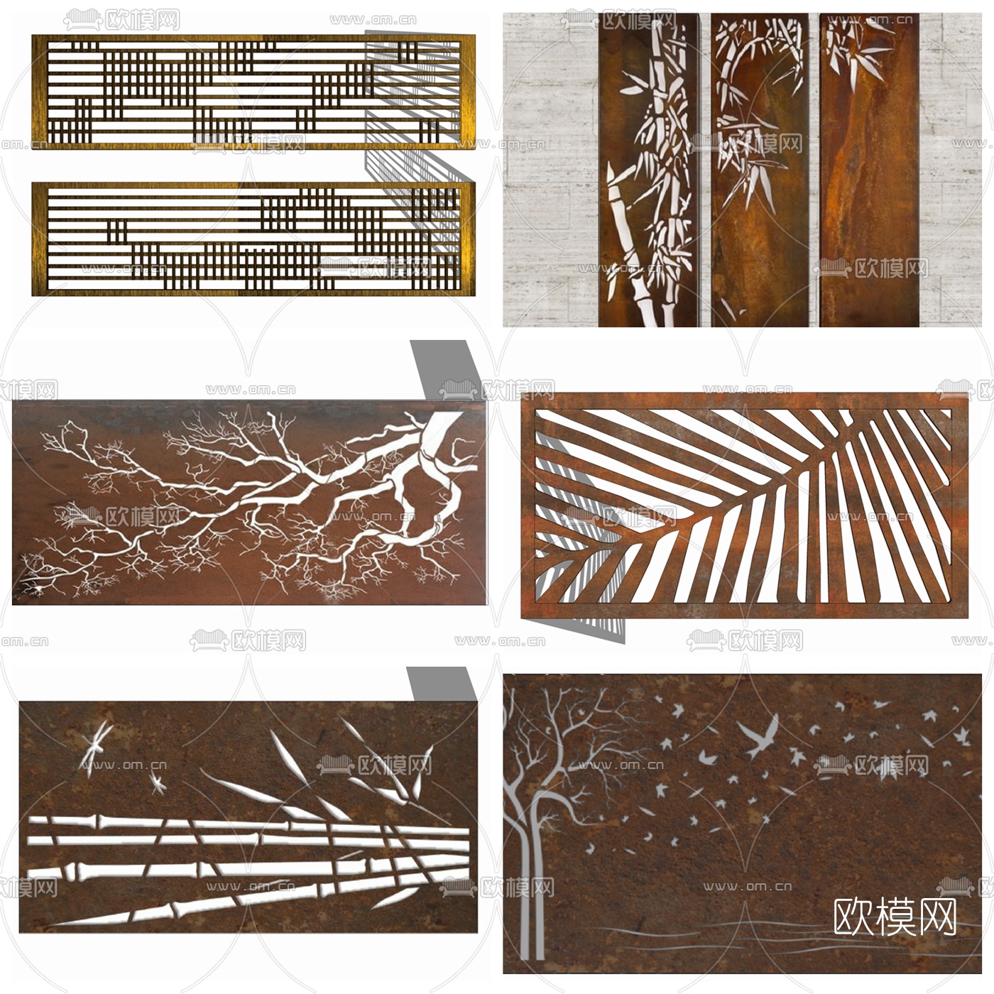 现代镂空屏风su模型下载