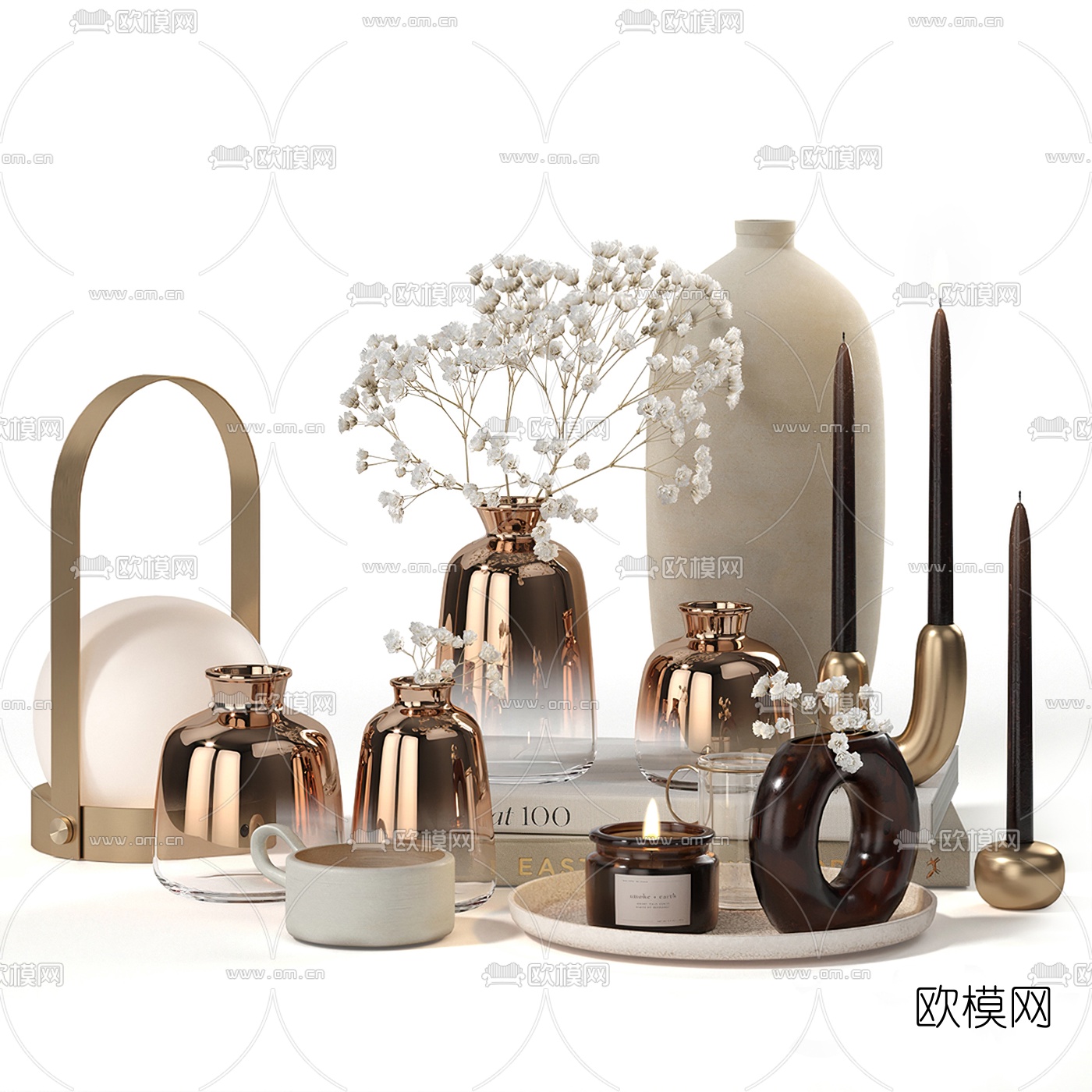 现代玻璃烛台花瓶摆件3d模型