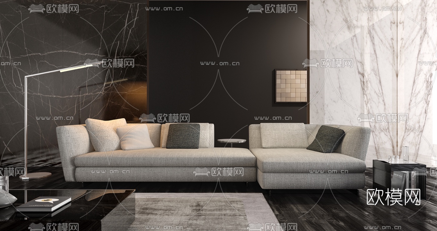 -Minotti品牌Seymour系列现代多人沙发组合3D模型