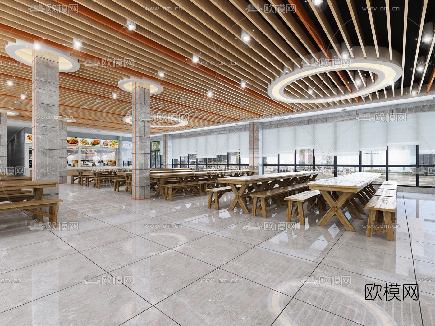 现代食堂餐厅3d模型下载（渲染图2）