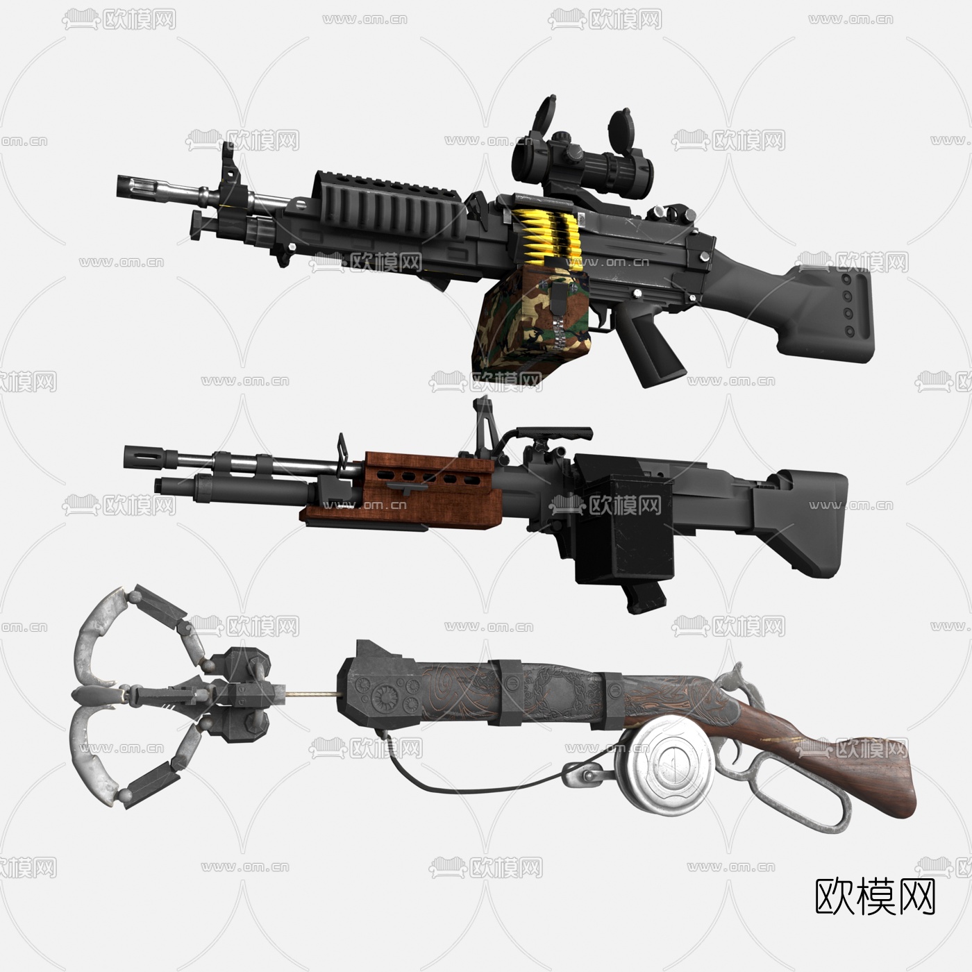 现代自动步枪3d模型下载（渲染图2）