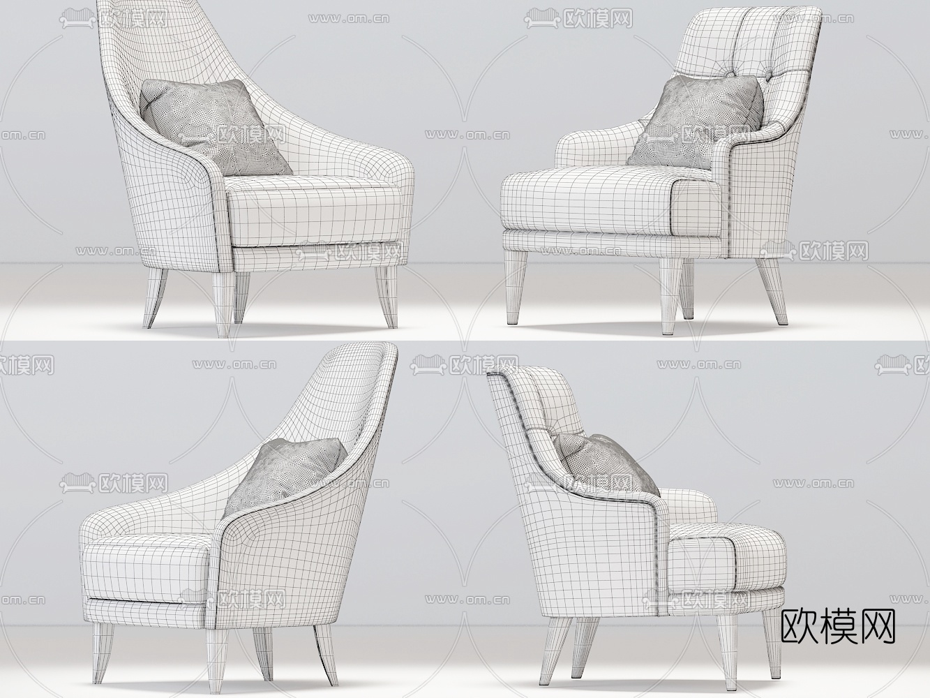 北欧布艺休闲沙发3d模型下载（渲染图2）