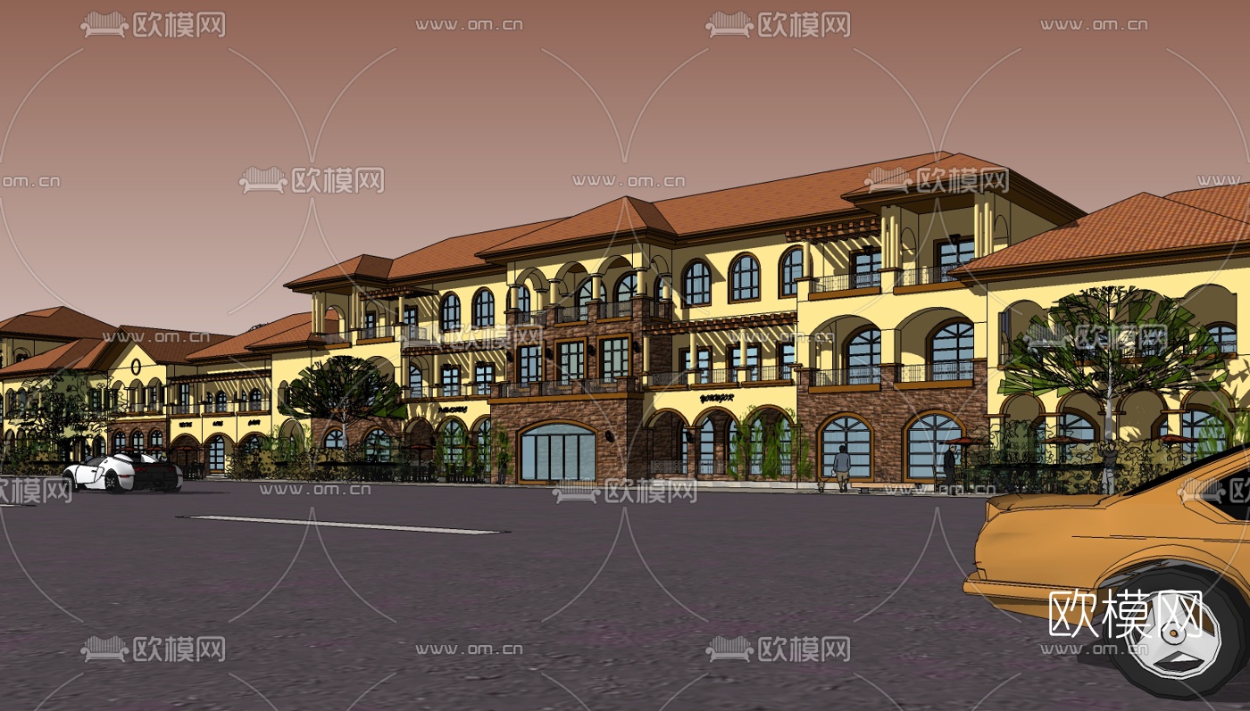 欧式沿街商业建筑su模型