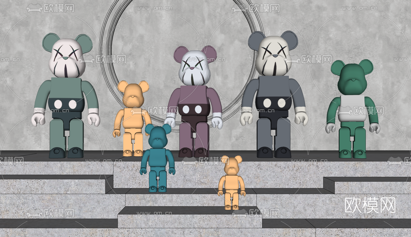 现代暴力熊公仔su模型下载（渲染图2）