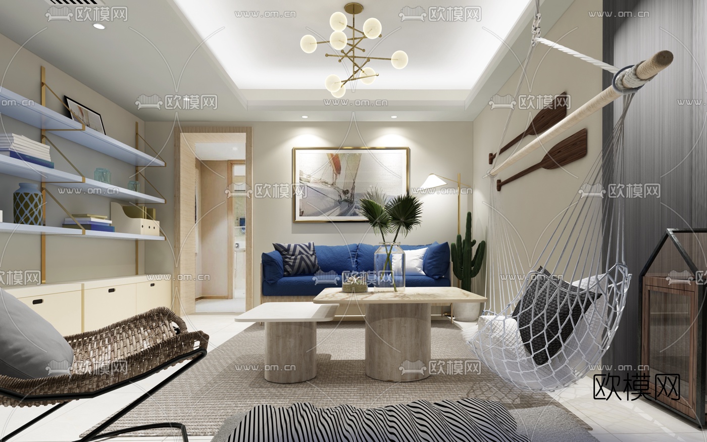 乐尚设计 现代休息室3d模型下载