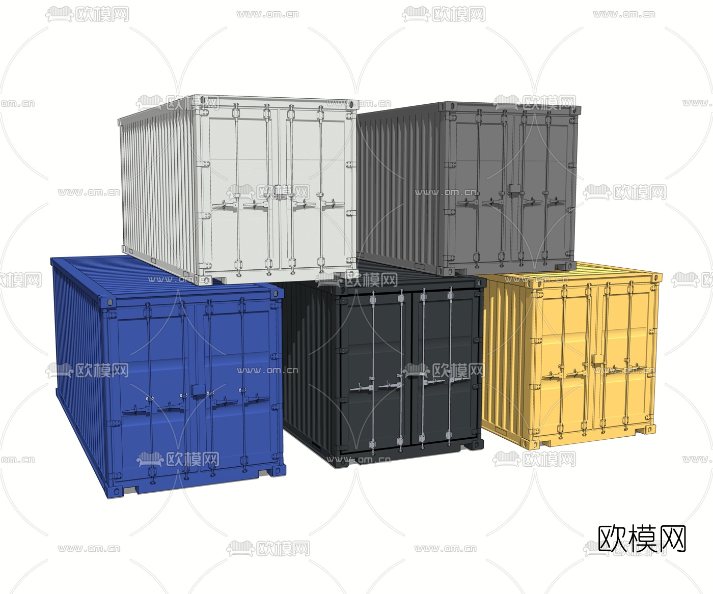 工业风集装箱货运柜su模型下载（渲染图2）