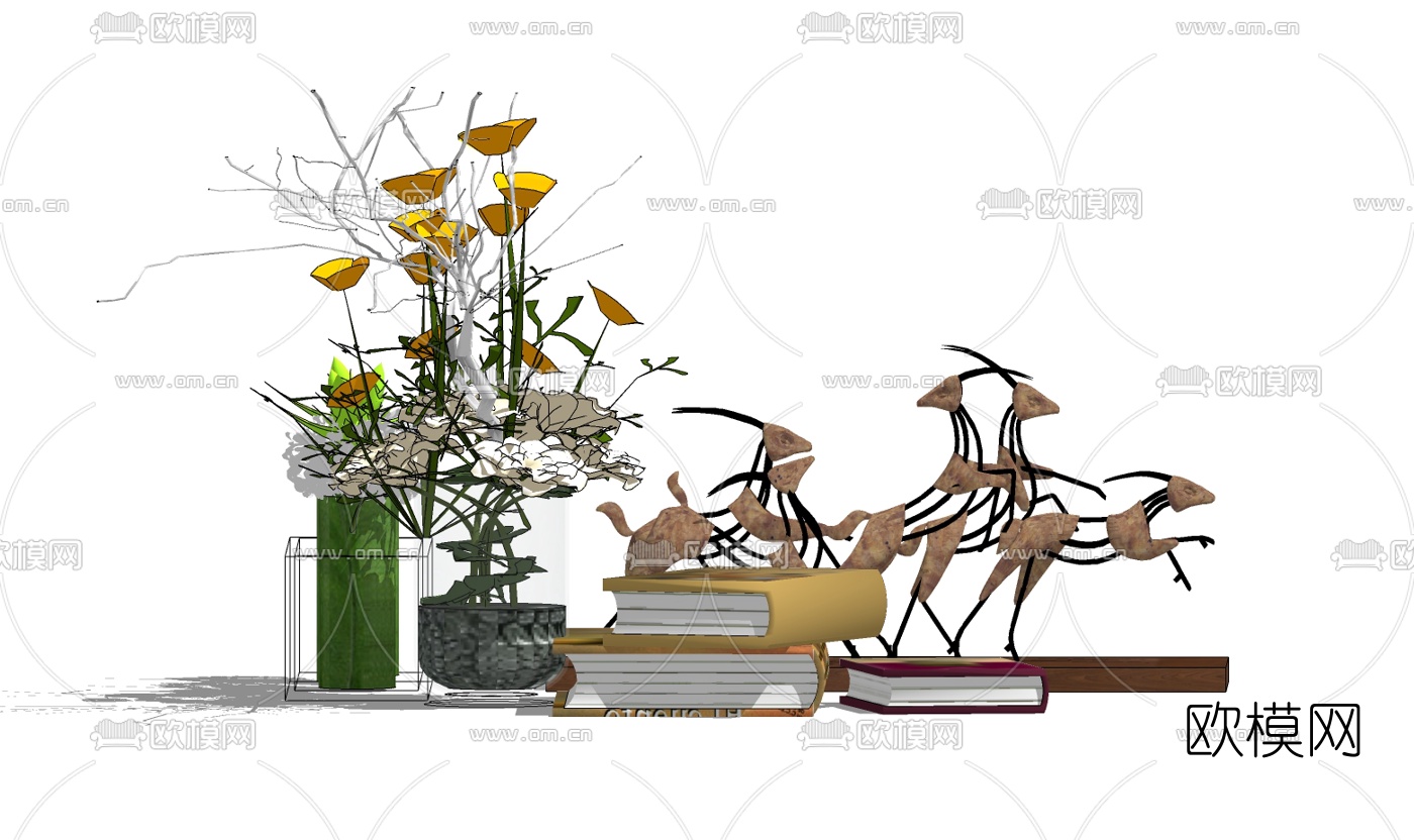 现代工艺品摆件免费su模型下载