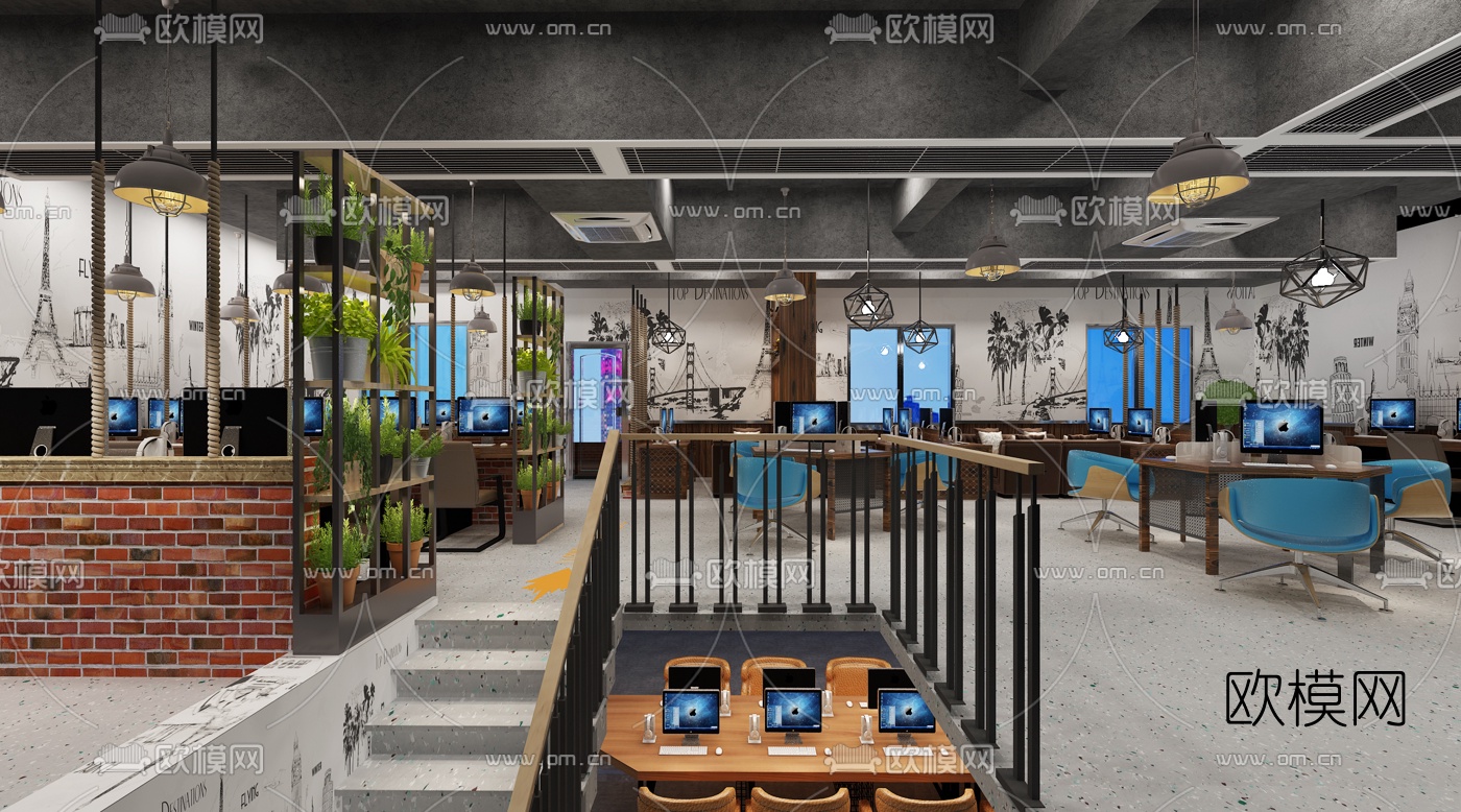 现代时尚网咖3D模型