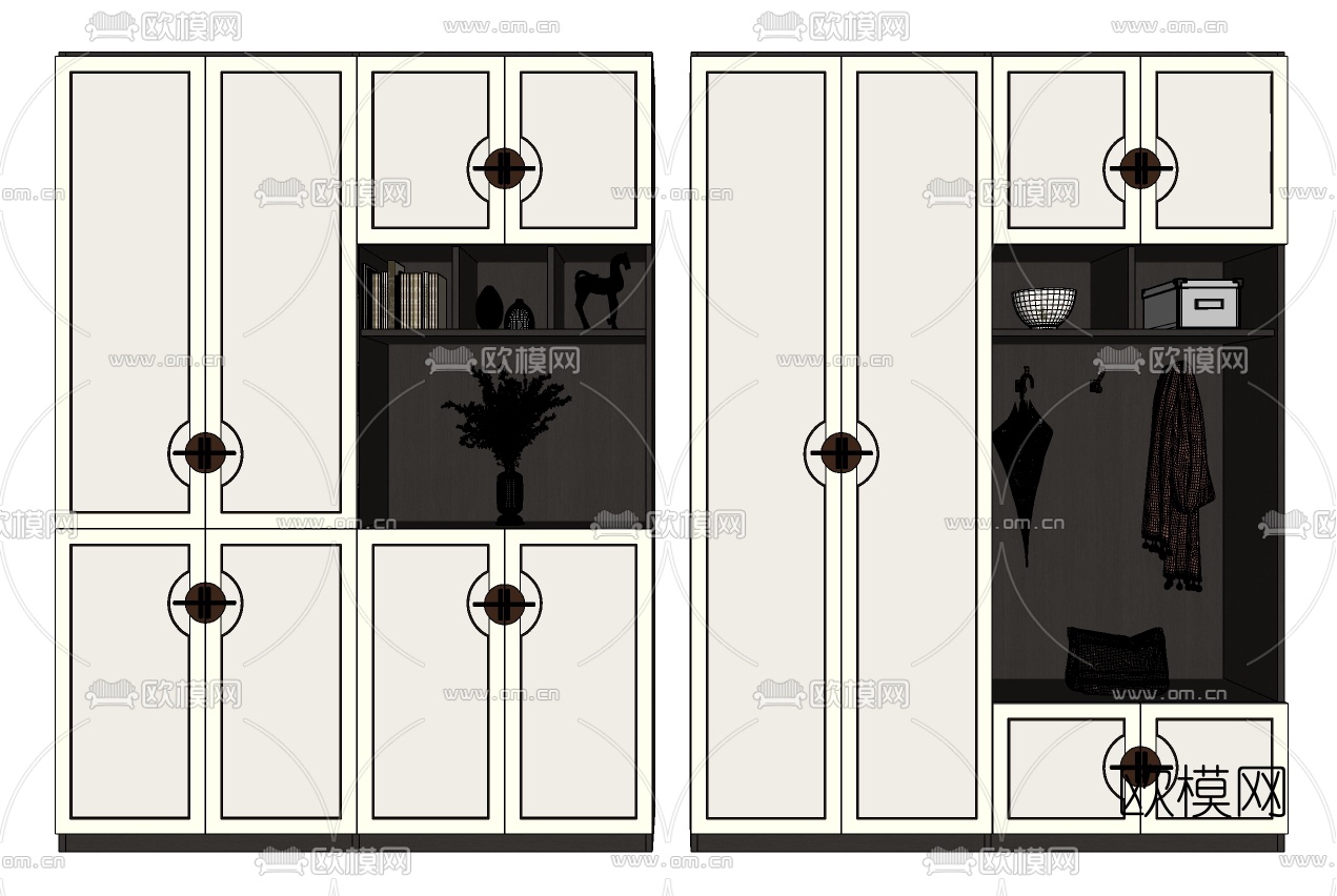 新中式玄关鞋柜su模型下载（渲染图2）