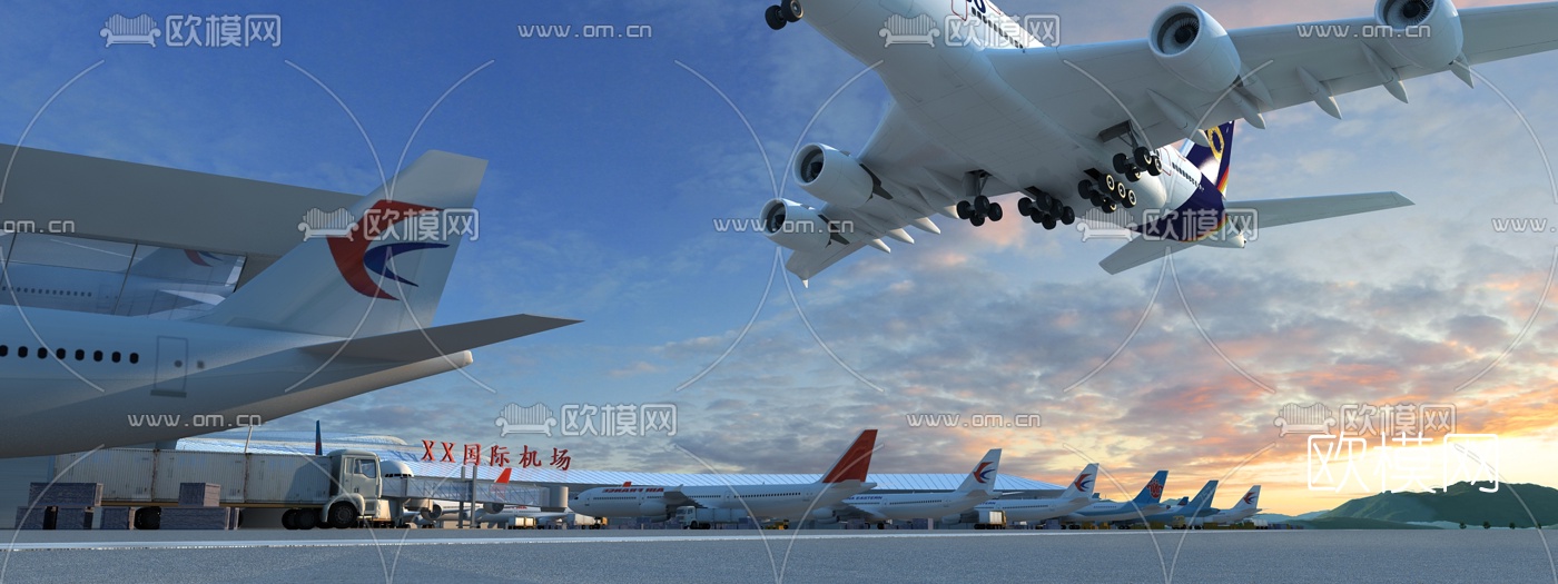 现代飞机场3d模型下载