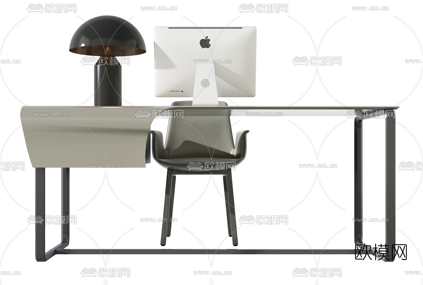 现代书桌书椅3d模型
