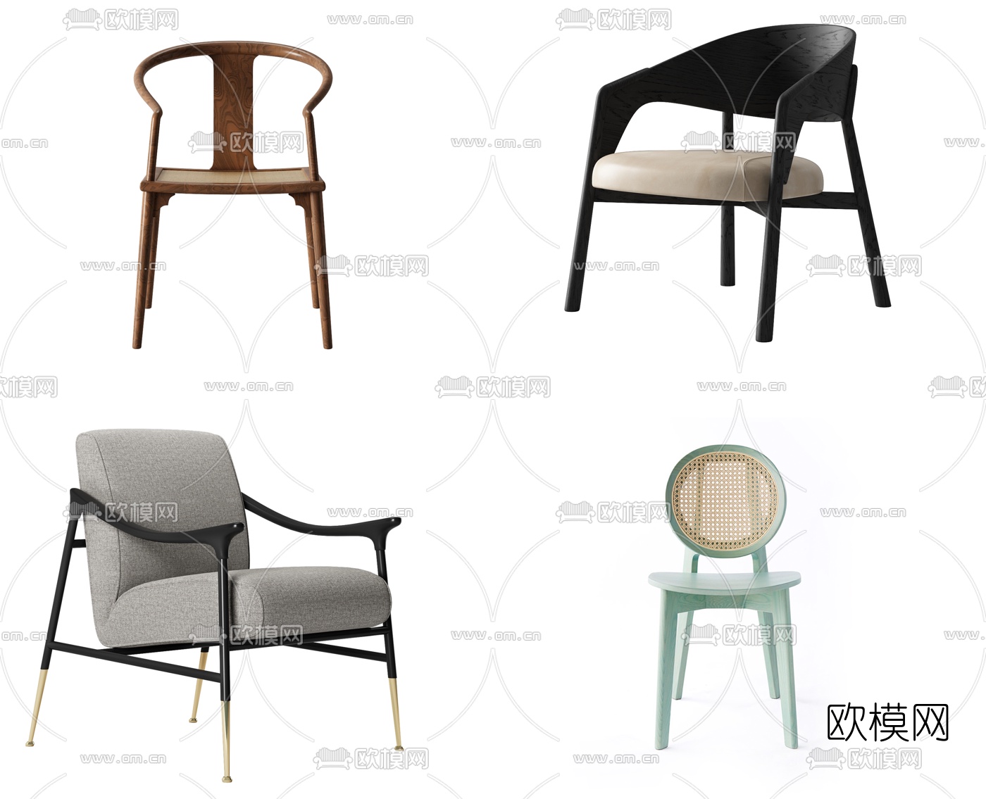 现代木质单椅3d模型下载