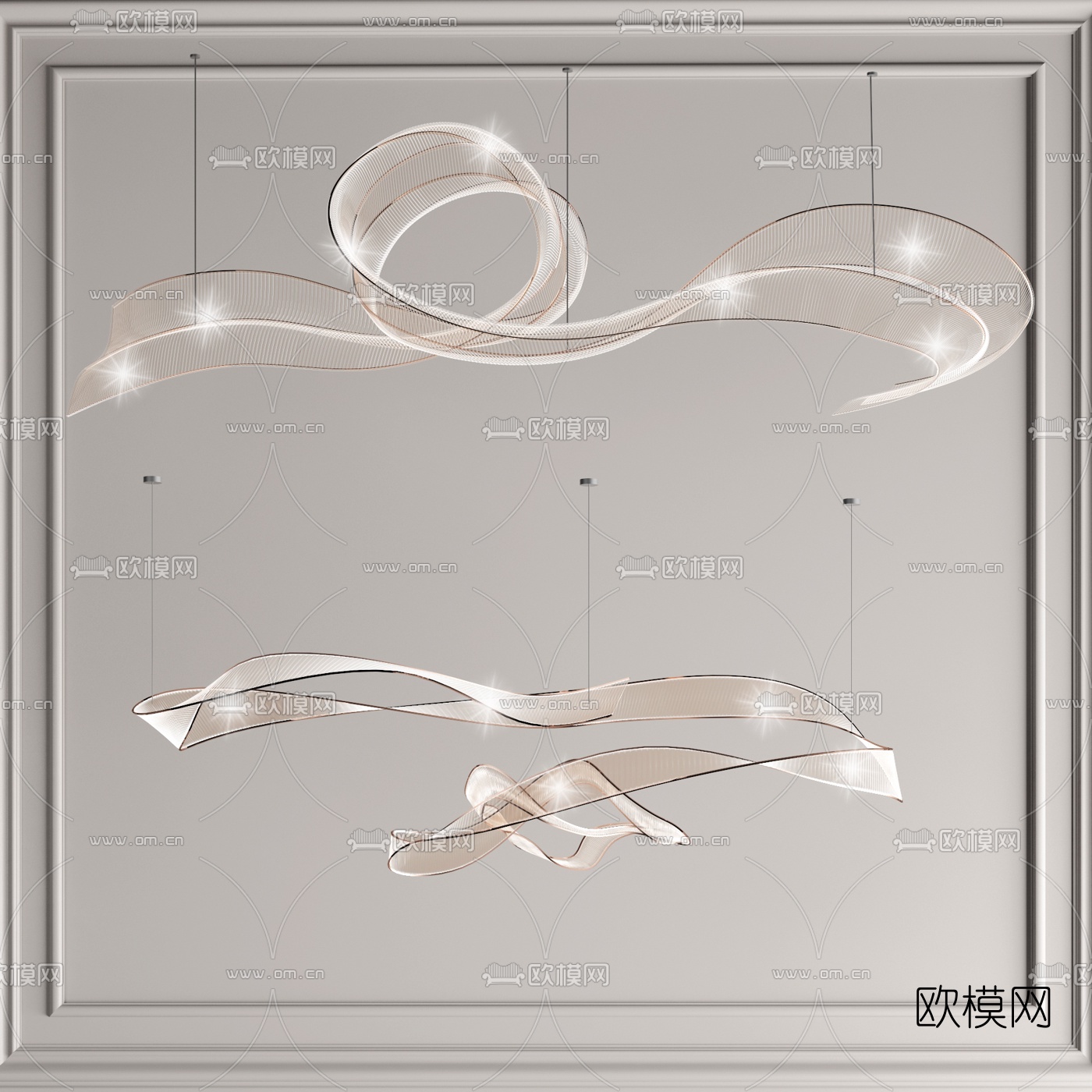 现代丝带状装饰吊灯3d模型下载_ID10049313_3dmax免费模型-欧模网