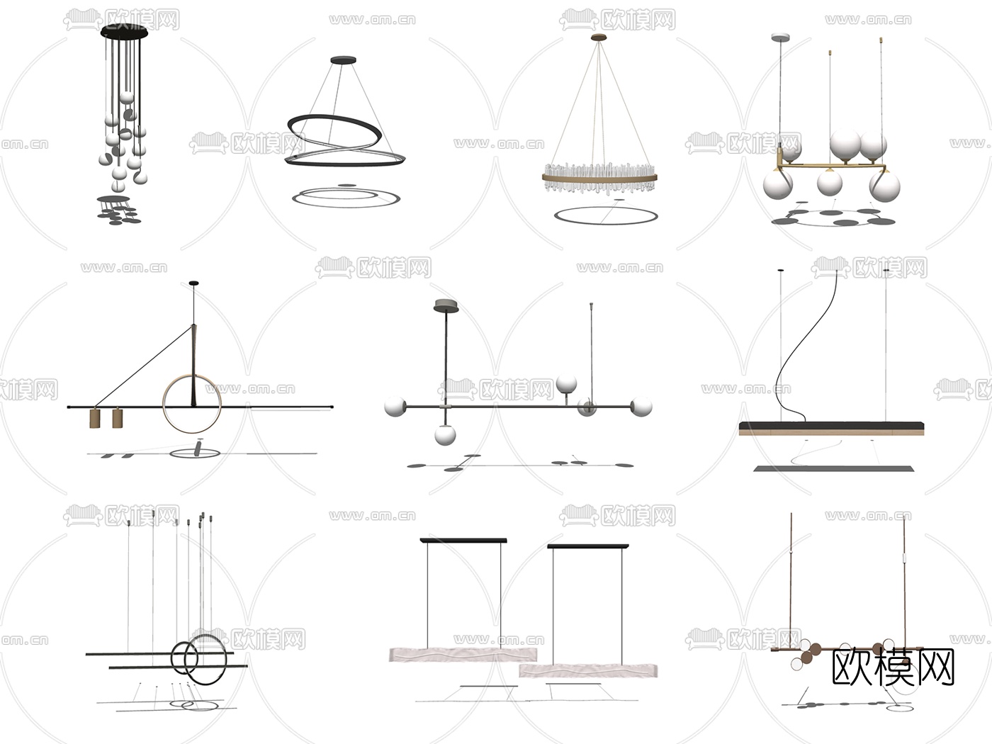 现代轻奢吊灯su模型下载