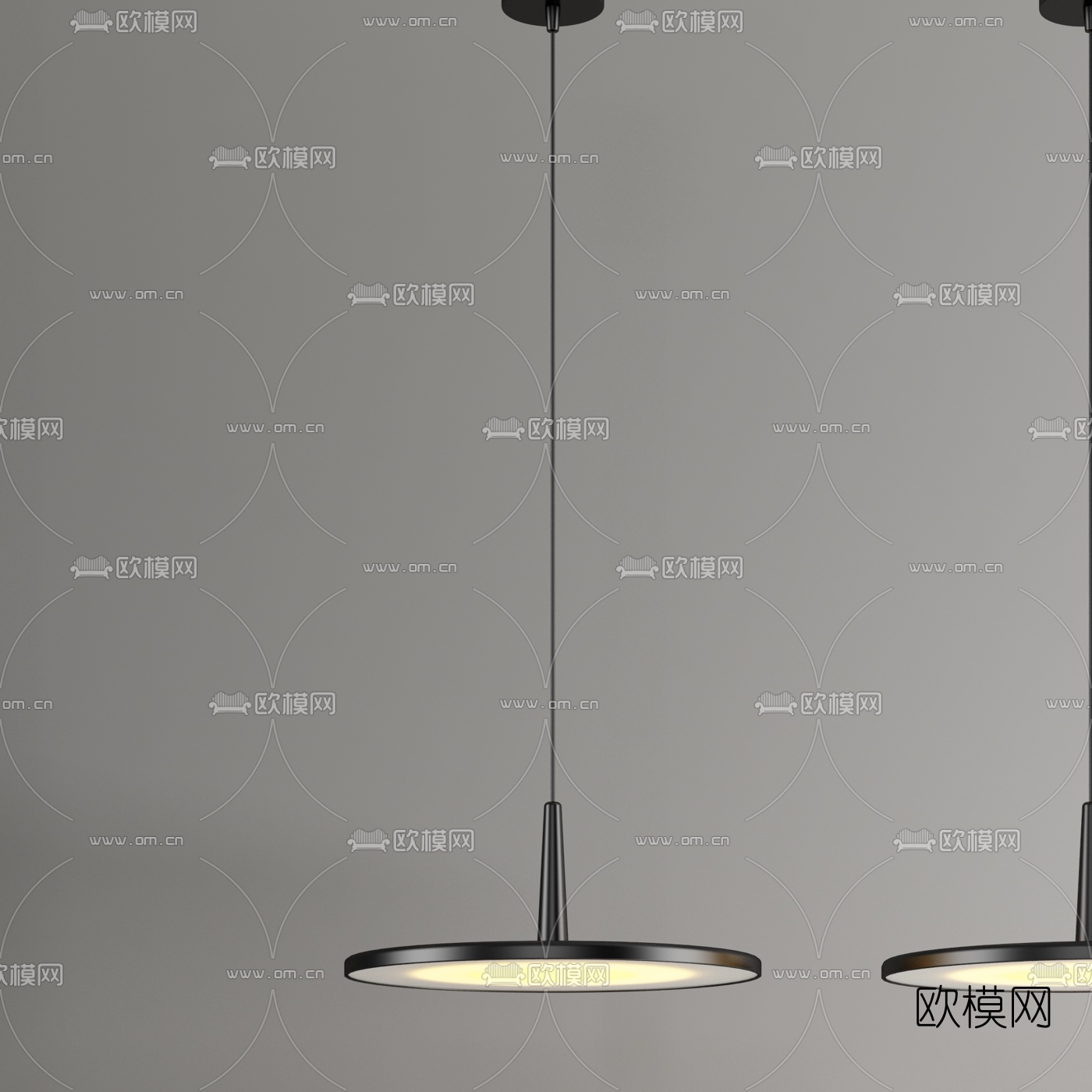 后现代金属办公吊灯组合3D模型下载（渲染图5）