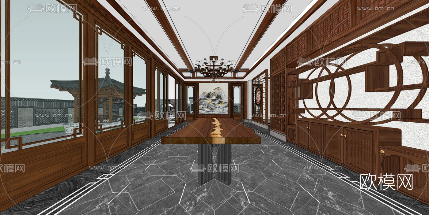 中式会所su模型下载（渲染图7）