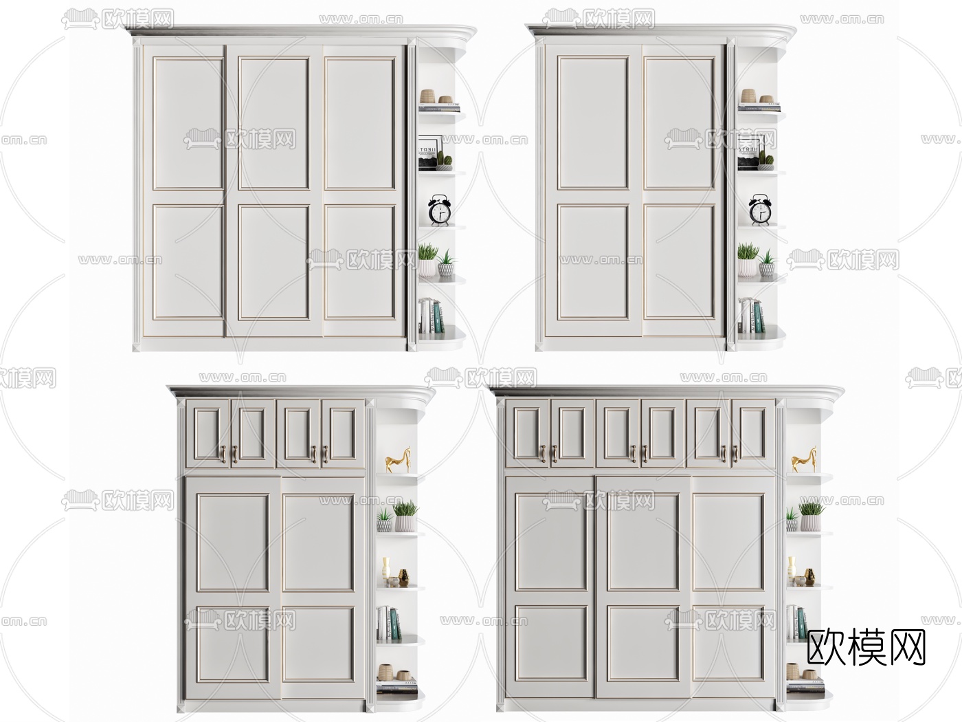 简欧实木衣柜3d模型下载（渲染图1）