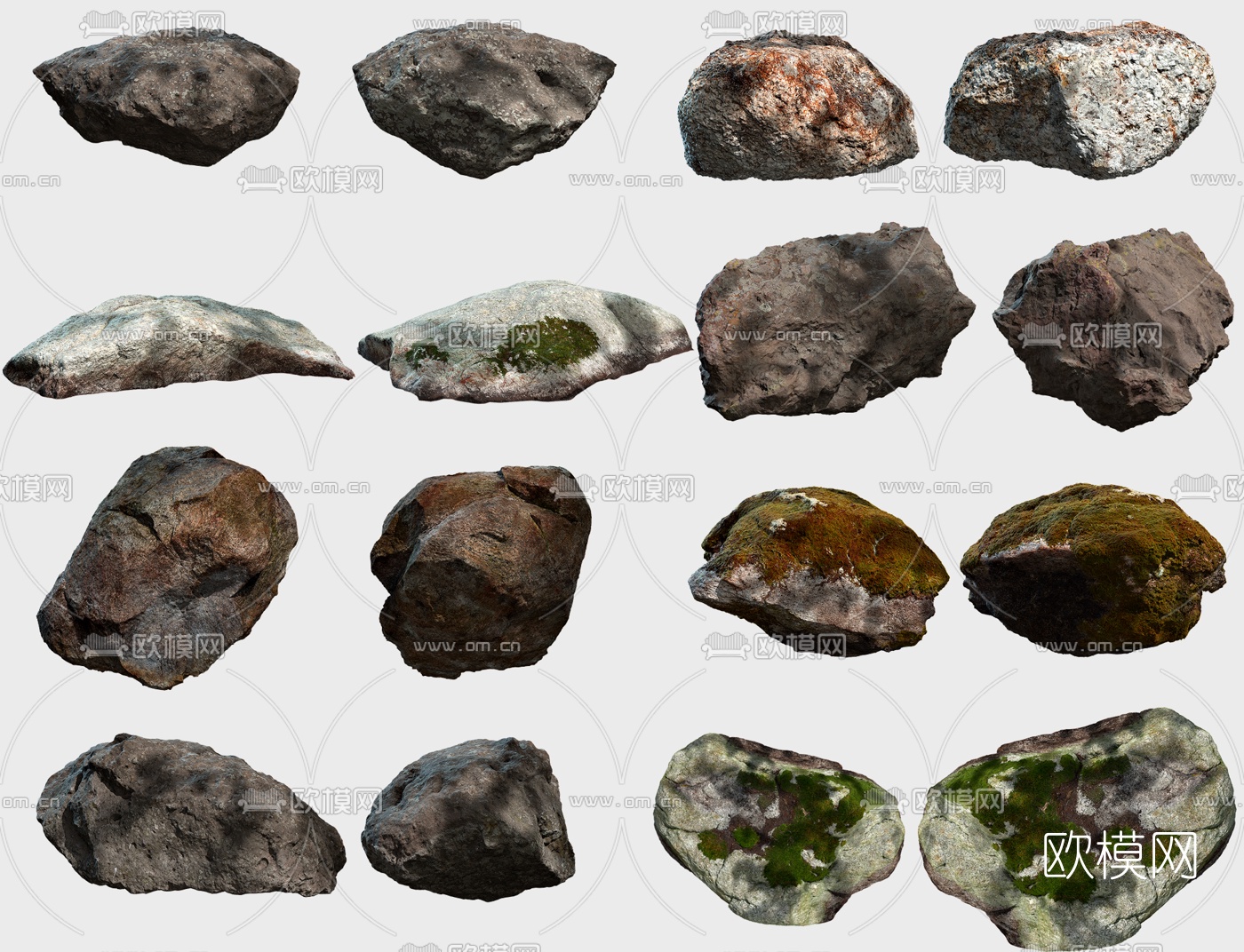 现代景观石头3d模型下载