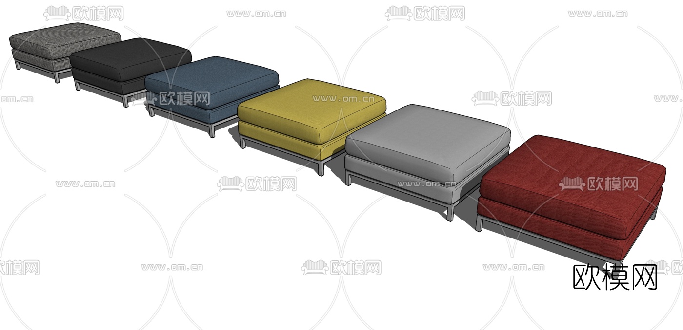 现代布艺脚凳沙发凳su模型下载