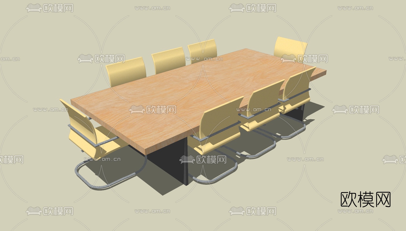 现代会议桌椅组合免费su模型下载（渲染图2）