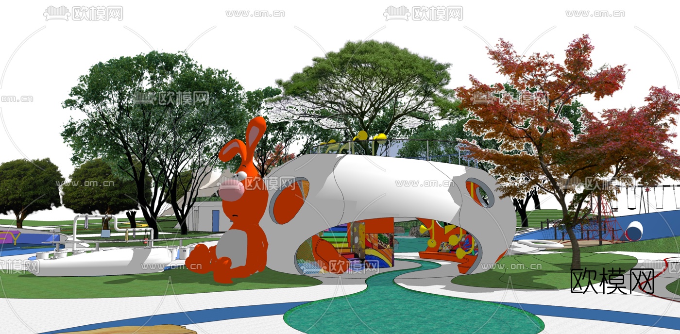 现代趣味儿童活动区su模型下载（渲染图3）