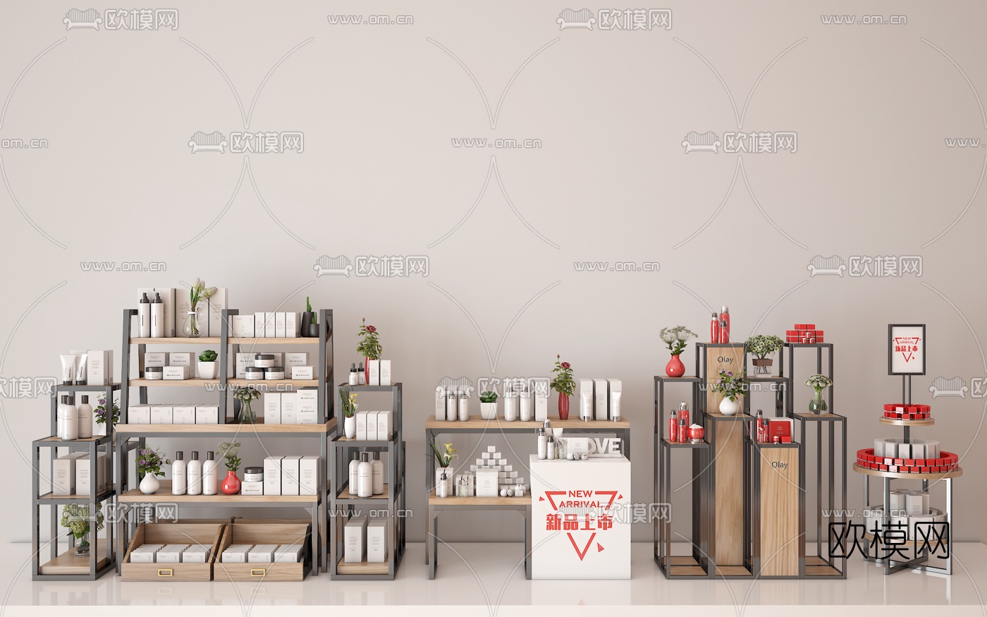 现代护肤品商品展架3d模型下载