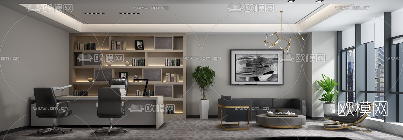 现代总经理办公室3d模型