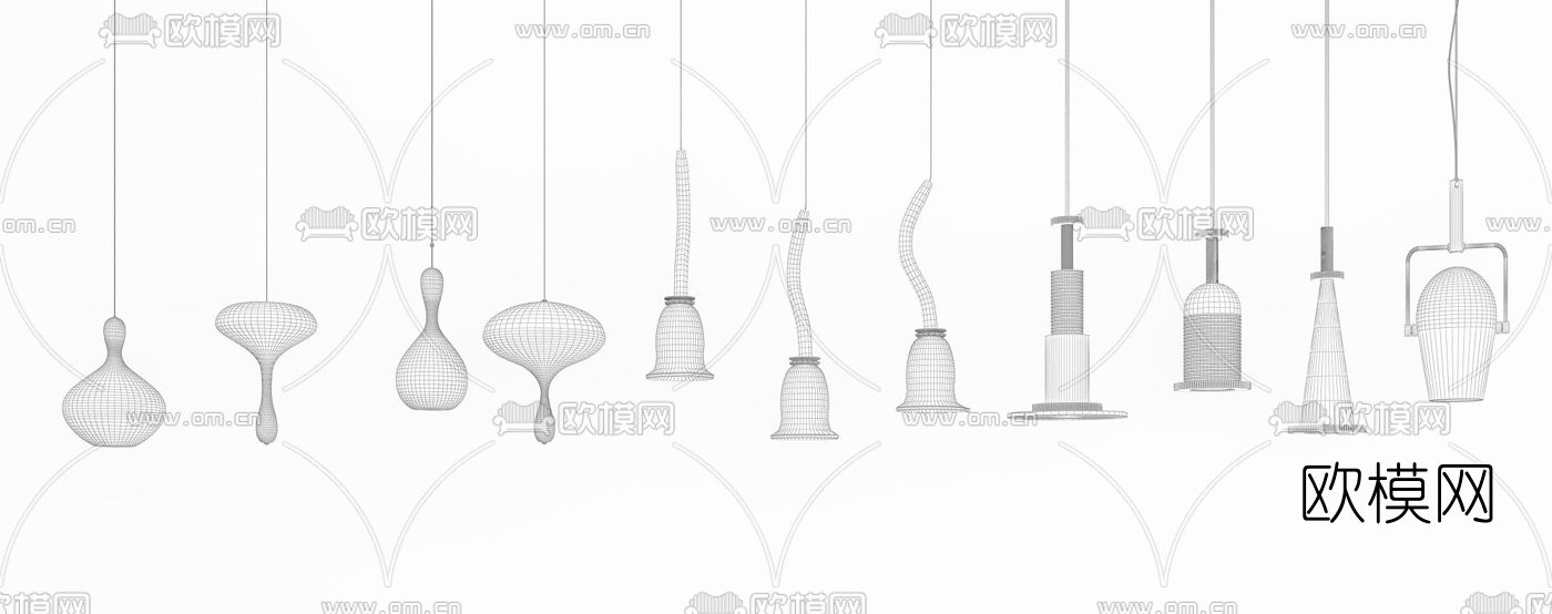 现代时尚小吊灯组合3D模型