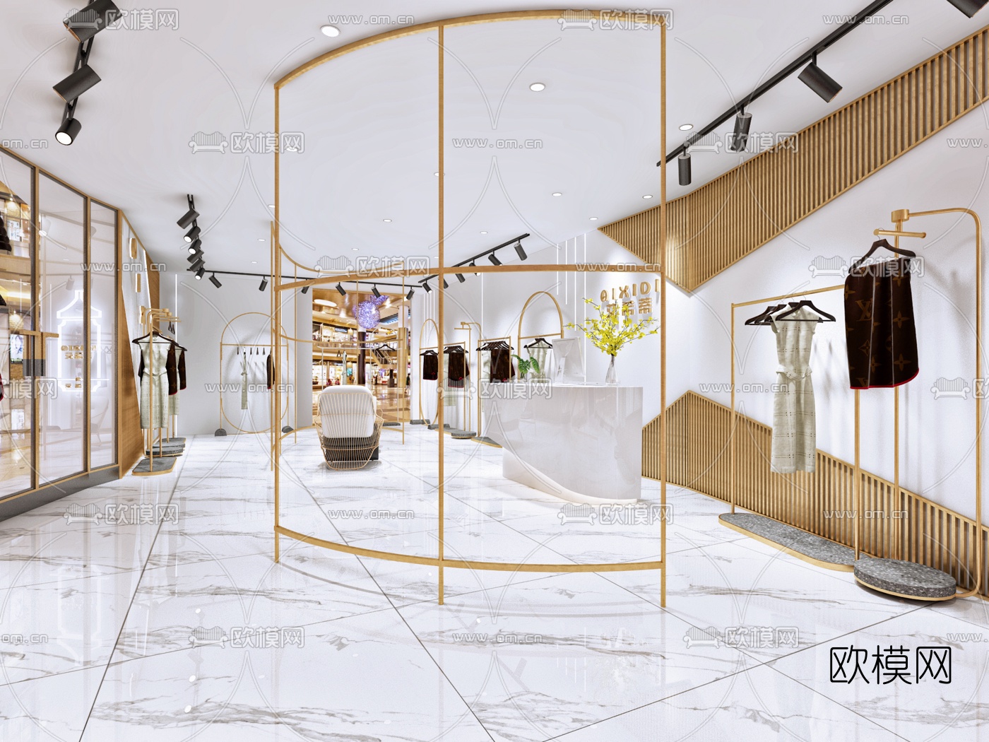 现代轻奢服装店3d模型