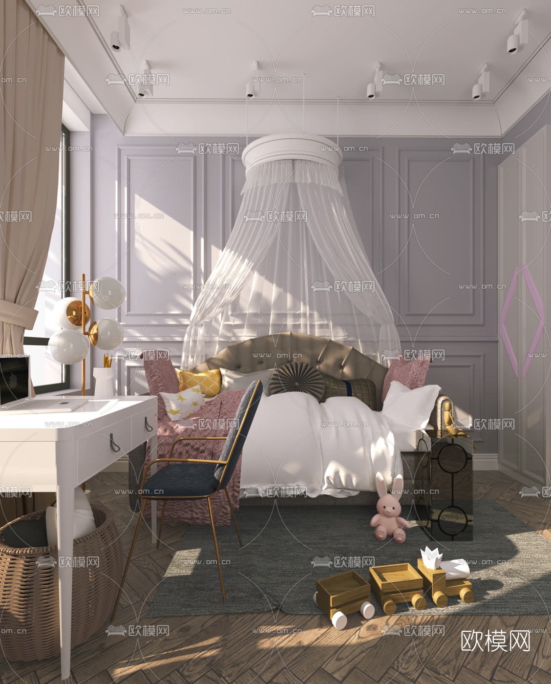 Dima Karma设计 现代混搭女孩房单人床3d模型下载