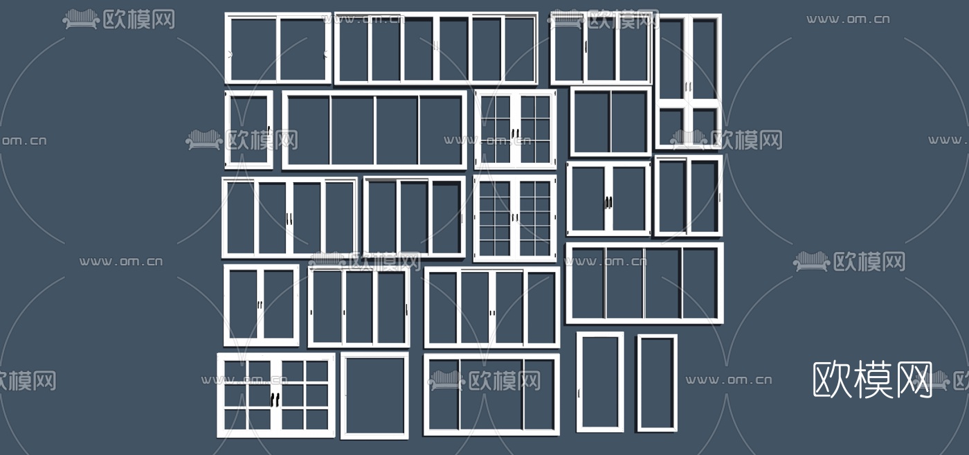 现代铝合金窗户窗框su模型下载